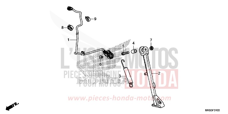 BEQUILLE LATERALE de Africa Twin DCT GRAND PRIX RED (R380B) 2020